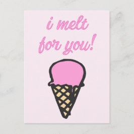 Cartão Postal Eu derreti para você - Cone Sorvete romântico
