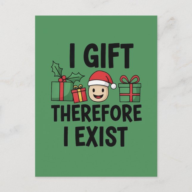 Cartão Postal Eu Dou de Presente Portanto Eu Exist Natal (Frente)