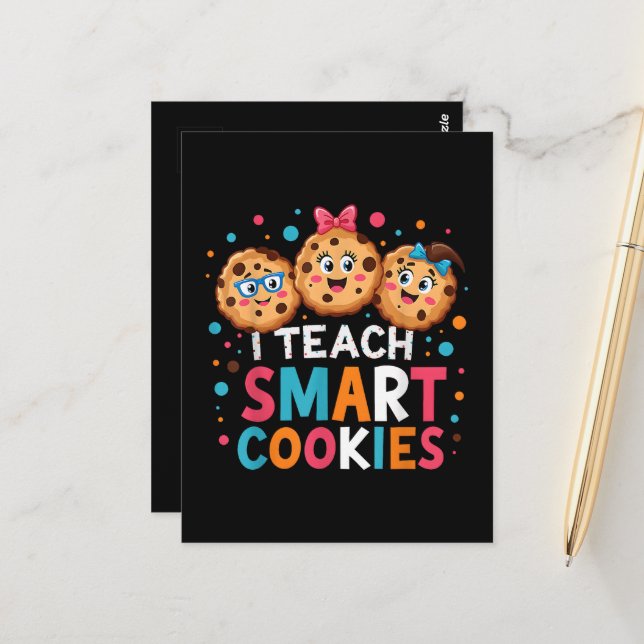 Cartão Postal Eu Ensino Biscoitos Inteligentes Professor Volta à (Frente/Verso In Situ)