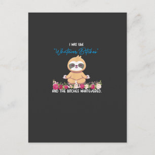 Cartão Postal Eu Era Tipo Camiseta Sloth Yoga Meditando Slot