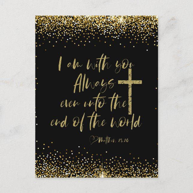 Cartão Postal Eu estou com você sempre Bíblia Verso (Frente)