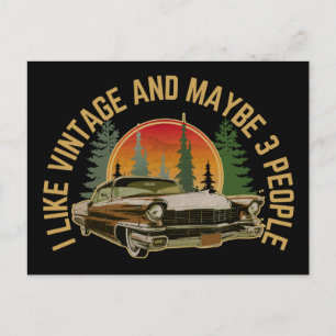Cartão Postal Eu gosto de vintage e talvez 3 pessoas carro cláss