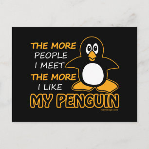 Cartão Postal Eu Gosto Do Meu Pinguim