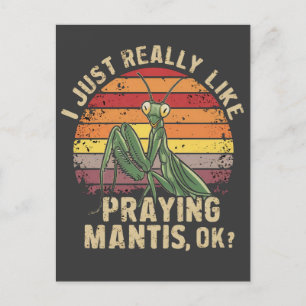 Cartão Postal Eu Gosto Muito De Rezar À Mantis Ok Insetos Retro