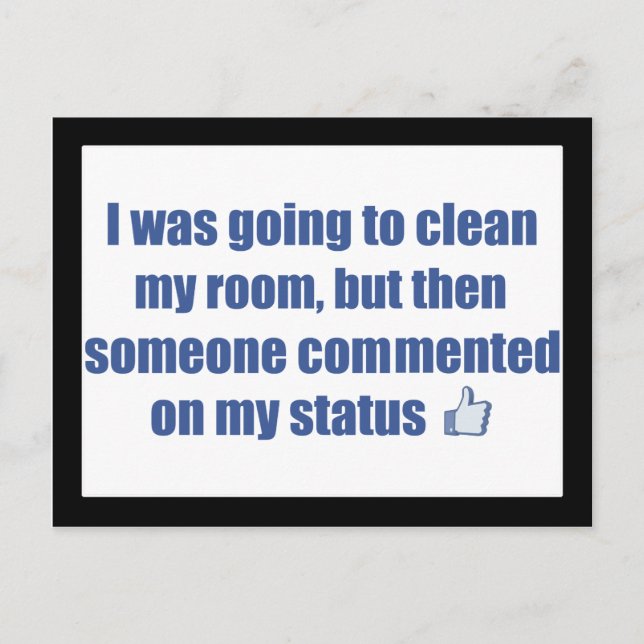 Cartão Postal Eu ia limpar meu quarto, mas.... (Frente)