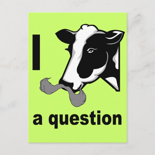 Cartão Postal Eu Lhe Dou Uma Pergunta - Humor De Vaca (Frente)