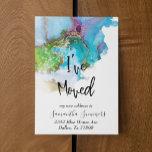 Cartão Postal Eu movi o lançamento da Dourada Watercolor<br><div class="desc">Este design foi criado através da arte digital. Pode ser personalizado na área fornecer ou personalizar escolhendo o clique para personalizar mais opções e alterando o nome, as iniciais ou as palavras. Você também pode alterar a cor e o estilo do texto ou excluir o texto de um design de...</div>