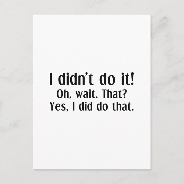 Cartão Postal Eu não fiz isso (Frente)