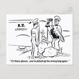 Cartão Postal Eu peguei um saco errado, Piada de lavanderia, Vin