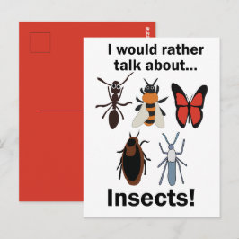 Cartão Postal Eu Preferiria Falar Sobre Entomologistas de Inseto
