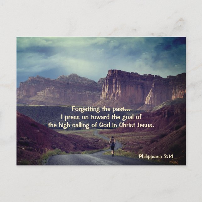 Cartão Postal Eu pressiono em direção ao gol Philippians 3:14 Bí (Frente)