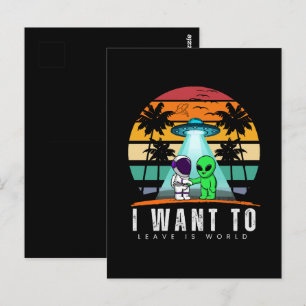 Cartão Postal Eu Quero Deixar é mundo Alien Vintage Pôr do Sol