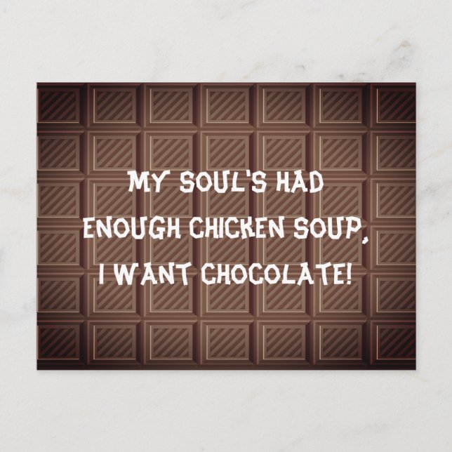 Cartão Postal Eu quero piada de chocolate (Frente)