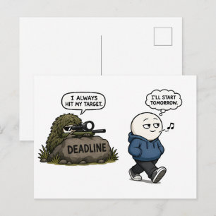 Cartão Postal Eu Sempre Acerto Meu Alvo – Procrastinação Diverti