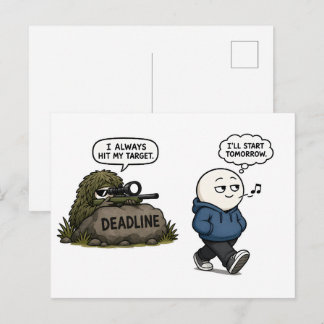 Cartão Postal Eu Sempre Acerto Meu Alvo – Procrastinação Diverti