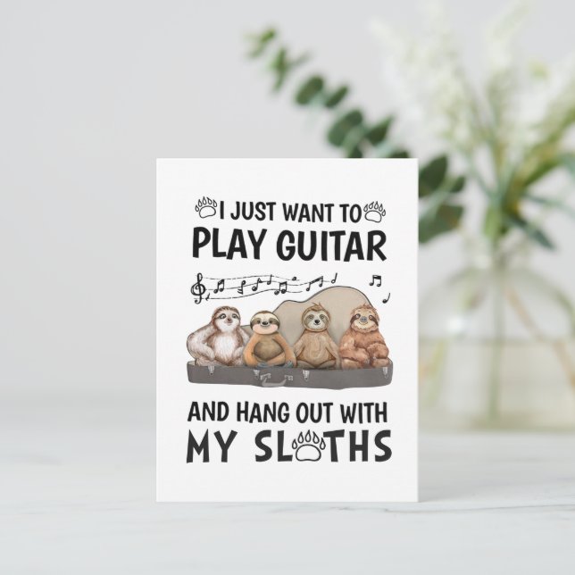 Cartão Postal Eu Só Quero Tocar Guitarra Camiseta Um Humor Besti (Em pé/Frente)