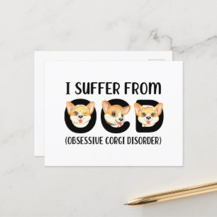 Cartão Postal Eu Sofro De Patos Obsessivos De Corgi Com OCD
