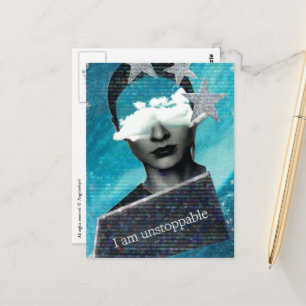 Cartão Postal Eu sou Colagem de Mídia Mista Imparável