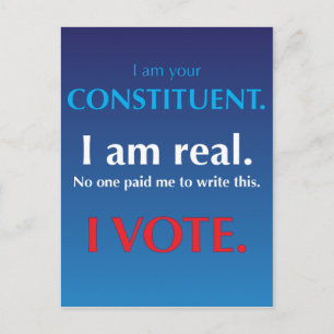 Cartão Postal Eu sou seu componente. Eu sou real. Eu voto