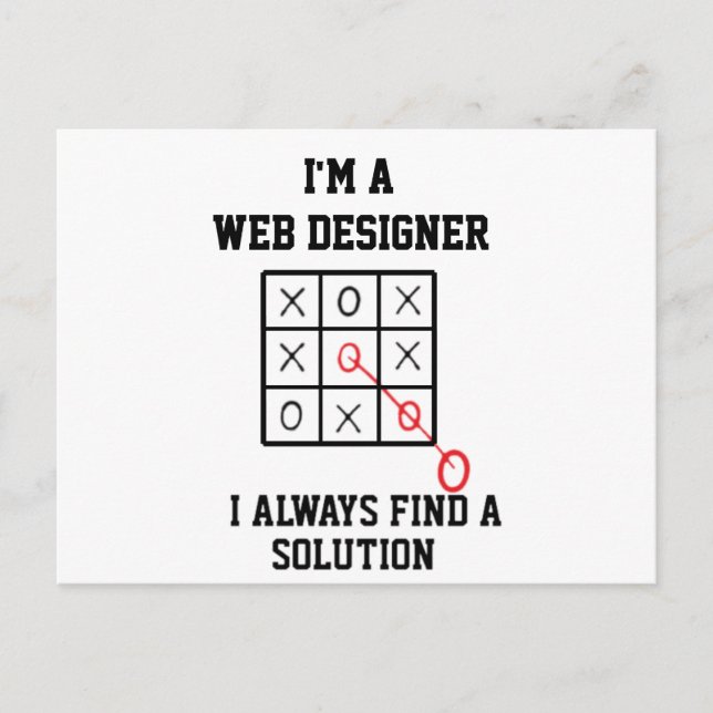 Cartão Postal Eu sou um web designer, eu sempre encontro uma sol (Frente)