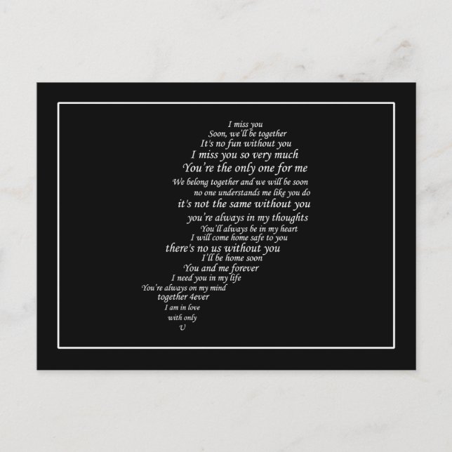 Cartão Postal Eu também sinto sua falta de texto em metade do co (Frente)