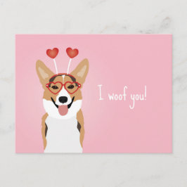 Cartão Postal Eu Te Amo Dia de os namorados De Cachorro Corgi