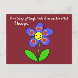 Cartão Postal Eu te amo Impressão de Flor Bonito Sorrindo