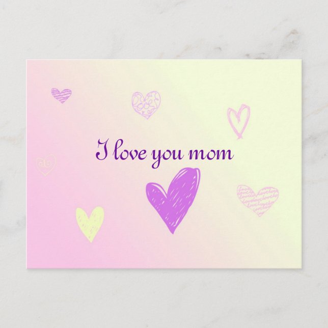 Cartão Postal Eu te amo mãe (Frente)