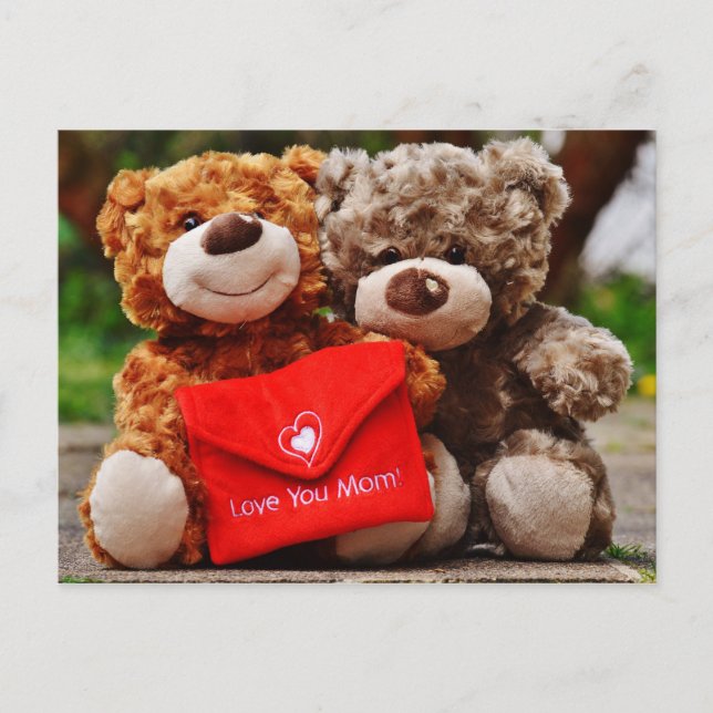 Cartão Postal EU TE AMO MÃE - Ursos de Teddy Bonitos e Fofinhos (Frente)
