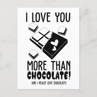 Cartão Postal Eu Te Amo Mais Do Que Chocolate Preto E Branco