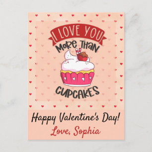Cartão Postal Eu Te Amo Mais Do Que Cupcakes