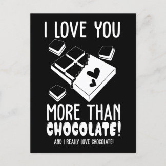 Cartão Postal Eu te amo mais que chocolate em branco