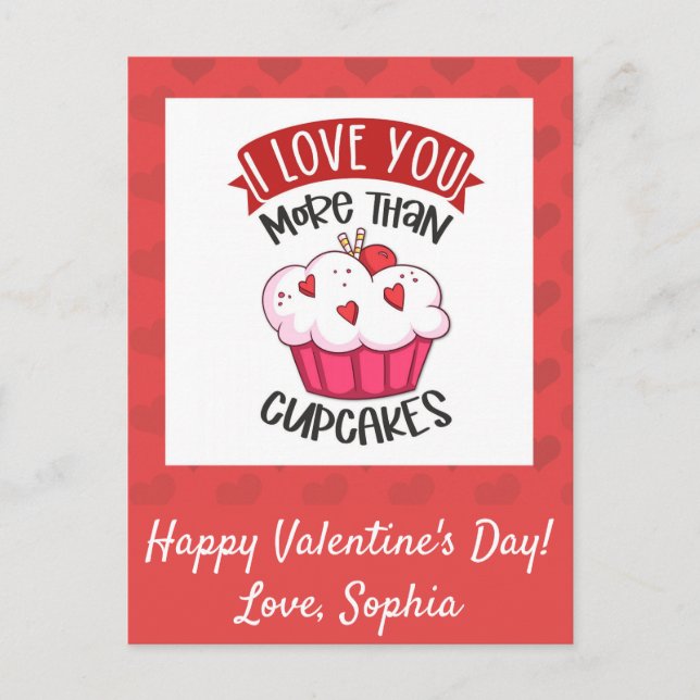 Cartão Postal Eu Te Amo Mais Que Cupcakes (Frente)