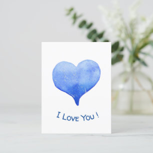 Cartão Postal Eu Te Amo Namorados De Coração Azul