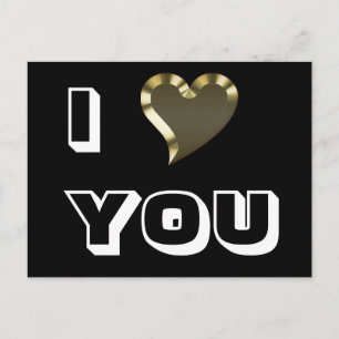Cartão Postal Eu te amo, ouro branco negro, moderno