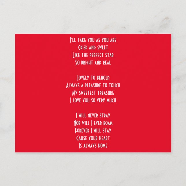 Cartão Postal Eu te amo poema (Frente)