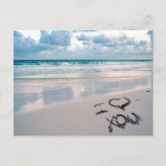 Cartão Postal Eu te amo, Sand Escrevendo na praia