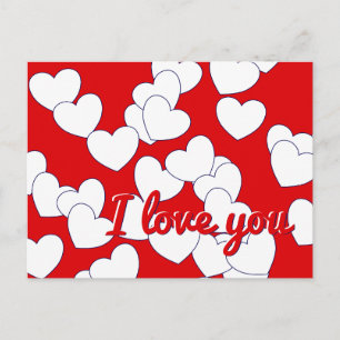 Cartão Postal 'Eu te amo' Texto editável, vermelho, coração b