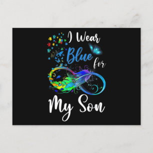 Cartão Postal Eu Visto Azul para o Meu Filho Autismo Sensibiliza