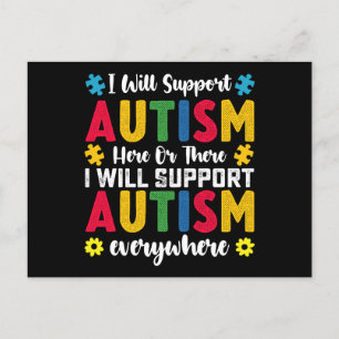 Cartão Postal Eu Vou Apoiar Autismo Aqui Ou Ali