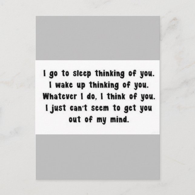 CARTÃO POSTAL EU VOU DORMIR PENSANDO EM VOCÊ SENTE FALTA DE VOCÊ (Frente)