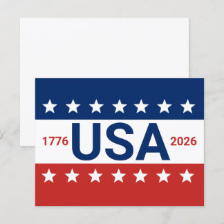 Cartão Postal EUA 1776 2026 250º Aniversário Vermelho Branco Azu