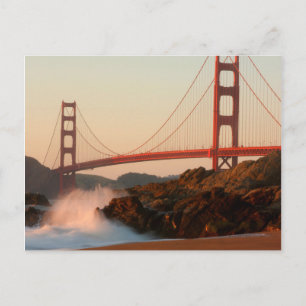 Cartão Postal EUA, Califórnia. Vista de ponte de porta de ouro