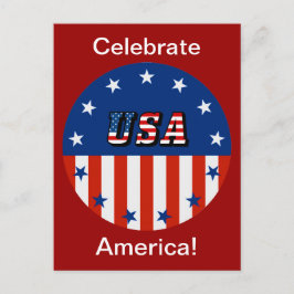 Cartão Postal EUA - Cartão-postal americano e estrelas em círcul