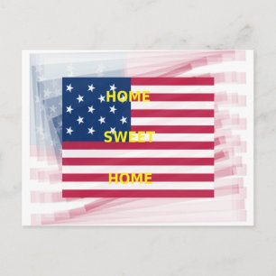 Cartão Postal EUA Flag "Home Sweet Home" Art Impressão