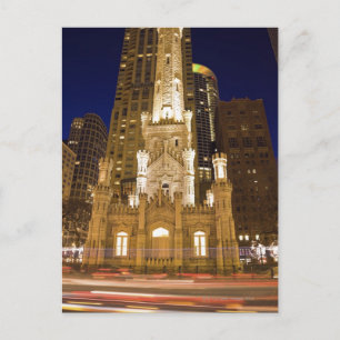 Cartão Postal EUA, Illinois, Chicago, Torre Água iluminada