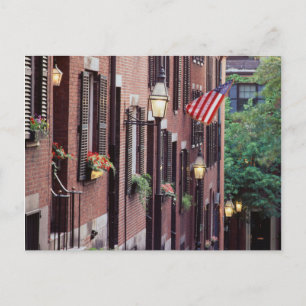 Cartão Postal EUA, Massachusetts, Boston, Casas ao longo de Acor