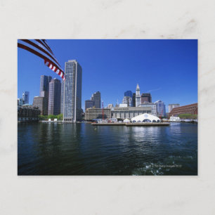 Cartão Postal EUA, Massachusetts, Boston skyline e Financial