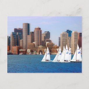 Cartão Postal EUA, Massachusetts. Vista panorâmica da orla de Bo