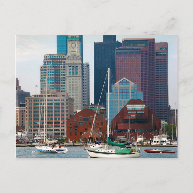 Cartão Postal EUA, Massachusetts. Vista panorâmica da orla de Bo (Frente)